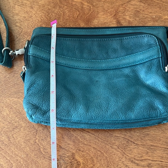 Osgoode Marley Teal Leather Crossbody Travel Bag - Picture 8 of 8